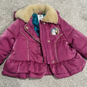 Like New Disney Frozen Anna Elsa Kids Mauve Purple Winter Coat Jacket Size 2